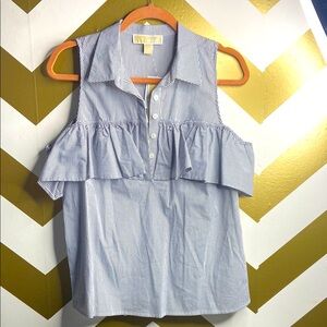 Striped Sleeveless Ruffle Top